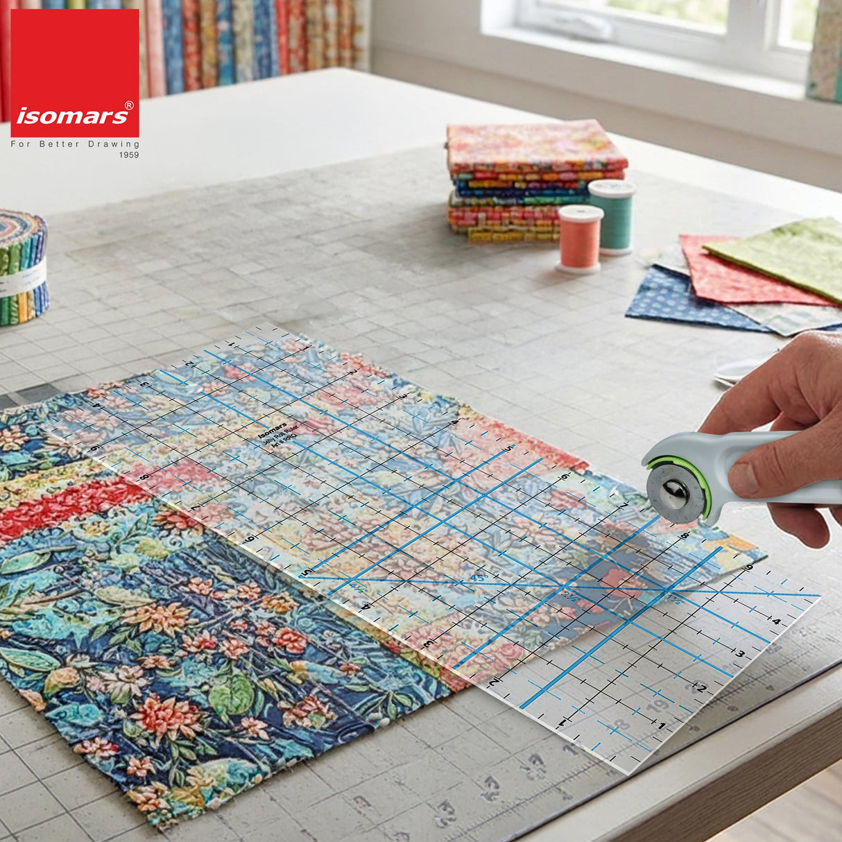 Isomars Roll Ruler Quilting 5" x 10" for Fabric Cutting - Isomars