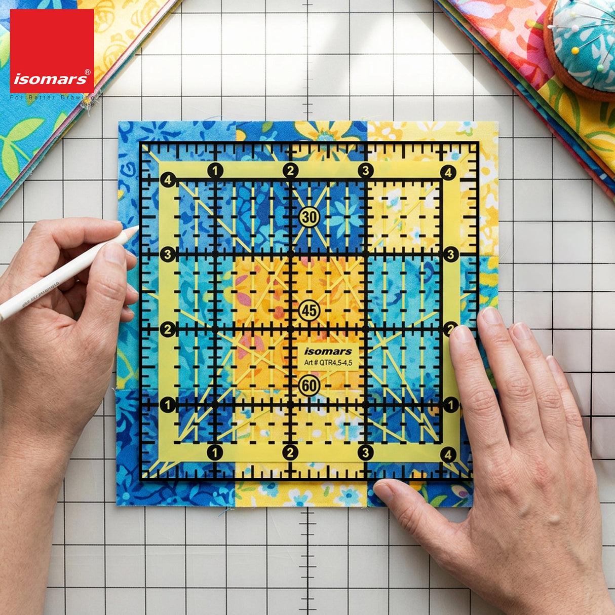Isomars Square Patchwork Quilt Ruler 4.5 x 4.5 Inch | Acrylic - Isomars