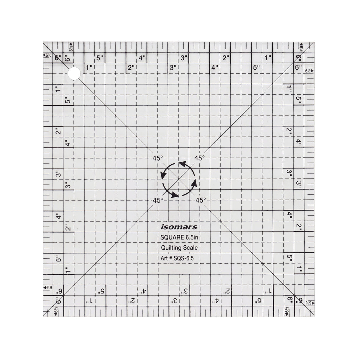 Isomars Square Quilting Ruler 6.5" x 6.5" for Fabric Cutting - Isomars