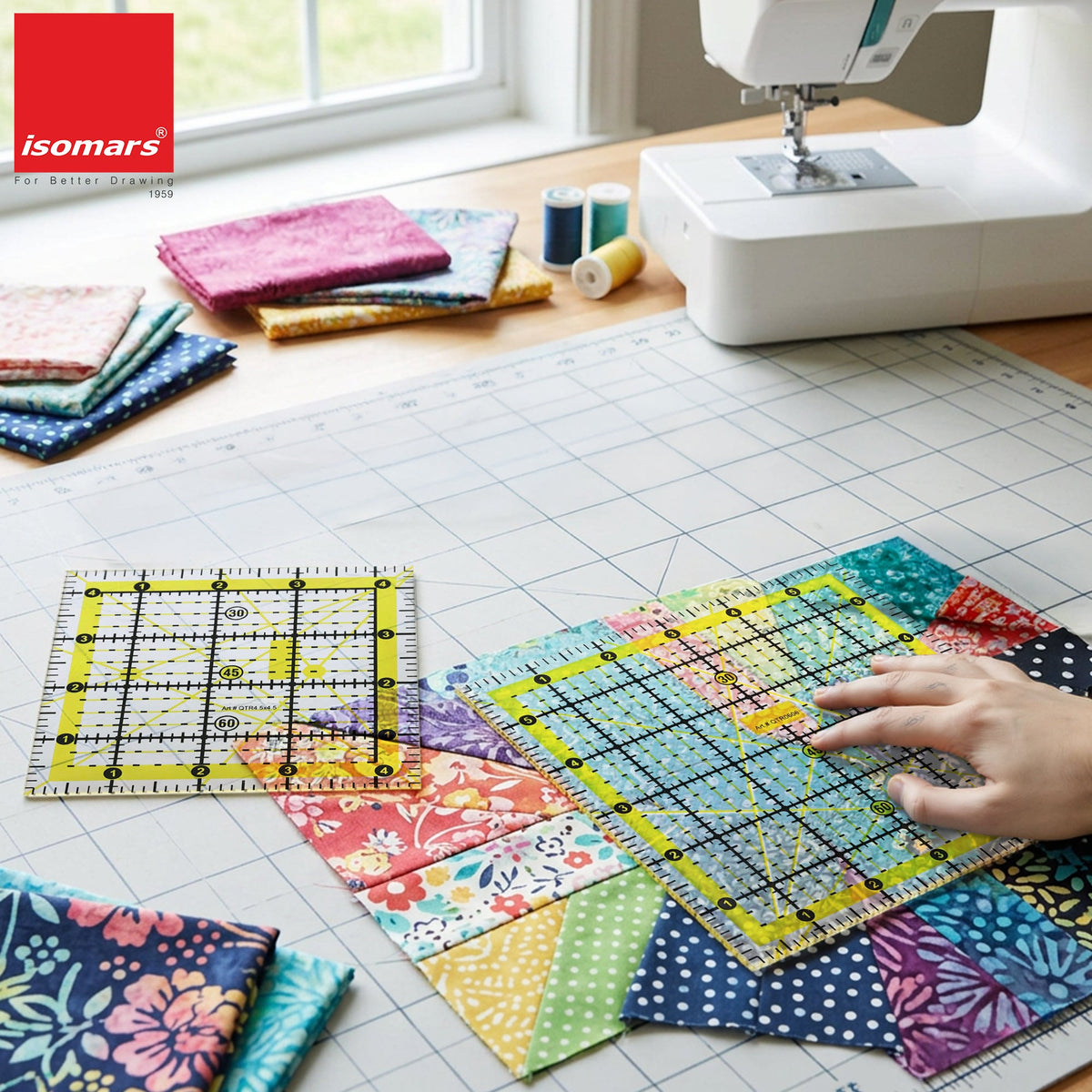 Isomars Square Quilting Ruler Set of 2 | 4.5 x 4.5 & 6 x 6 Inch - Isomars