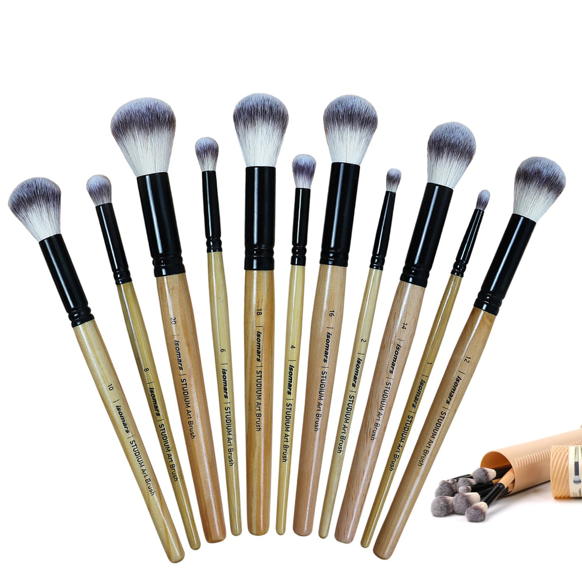 Isomars Studium Blending Brush Set of 11 with Brush Holder - Isomars