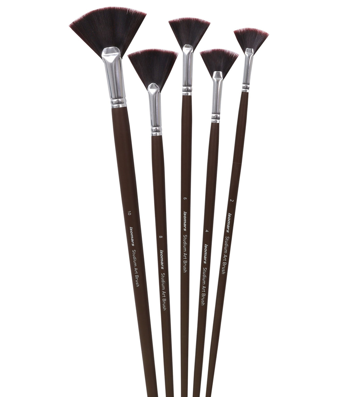 Isomars Studium Extra Long Handle Artist Fan Brush Set of 5 for Acrylic, Watercolor & Oil Painting - Isomars