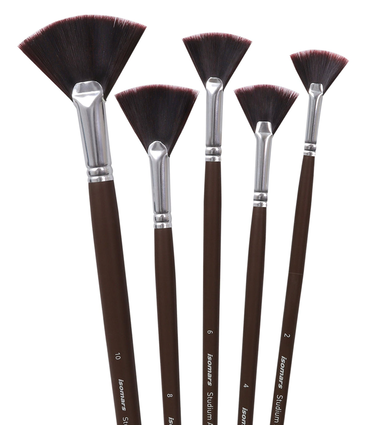 Isomars Studium Extra Long Handle Artist Fan Brush Set of 5 for Acrylic, Watercolor & Oil Painting - Isomars