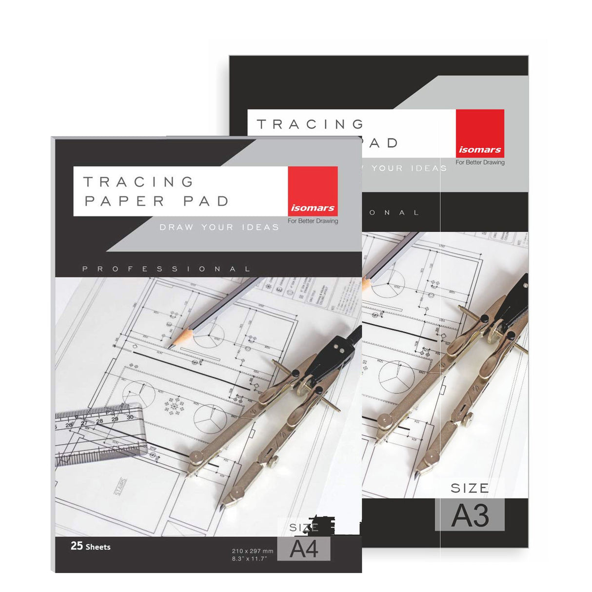 Isomars Tracing Paper Pad - A4 and A3 Pad Combo - Isomars