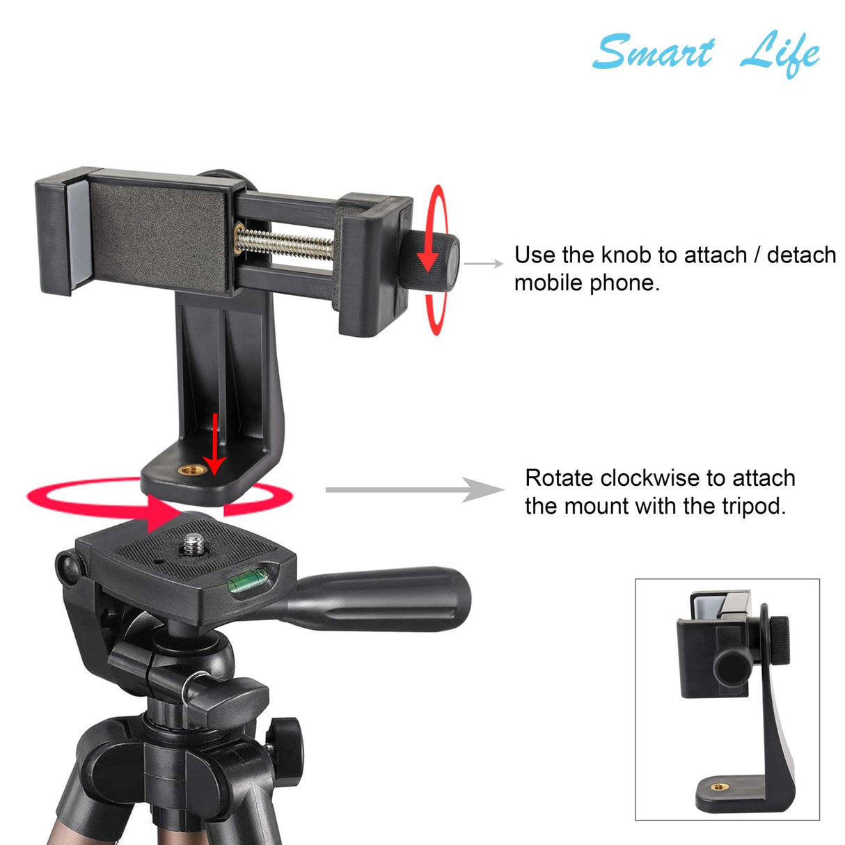 Isomars Tripod Mobile Holder Adjustable- for Smartphones & iPhones (Black) with 360° Rotational Working Angles & Adjustable Angles Use The Knob to Attach/Detach Mobile Phones - Isomars