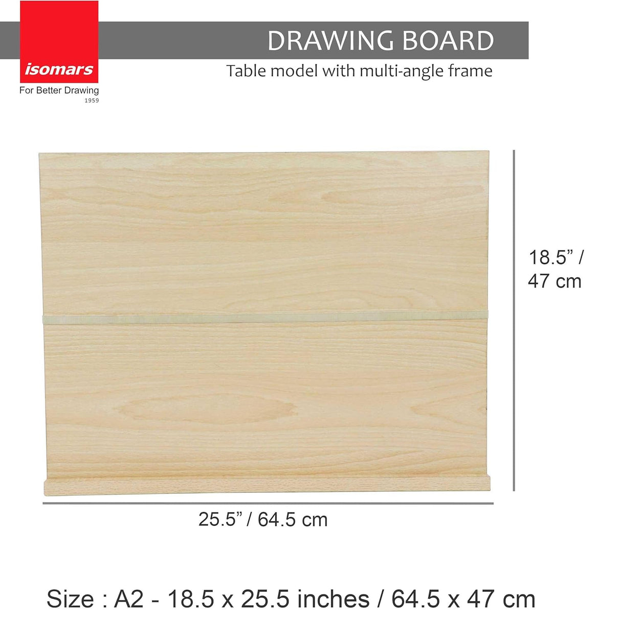 Isomars Wooden Board 18.5" x 25.5" With T-Square Combo - Drawing & Drafting Board & T-Scale for Architecture and Engineering (A2) - Isomars