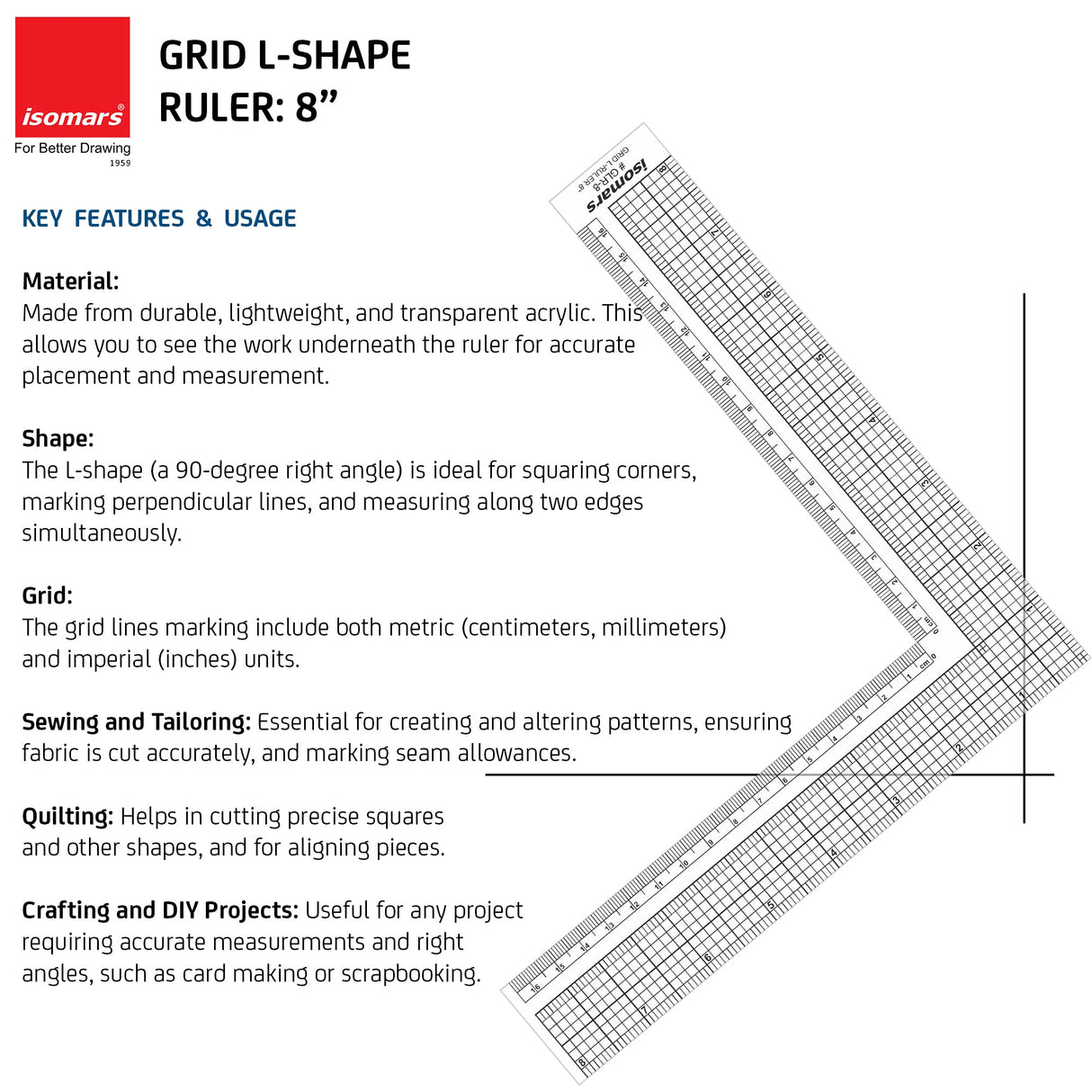 L Grid - Ruler 8" - Isomars