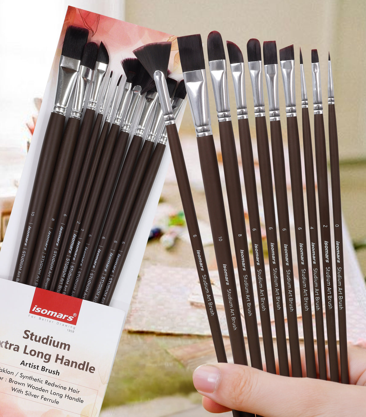 Isomars Professional Artist Brushes For Acrylic Oil Watercolor And Texture Painting
