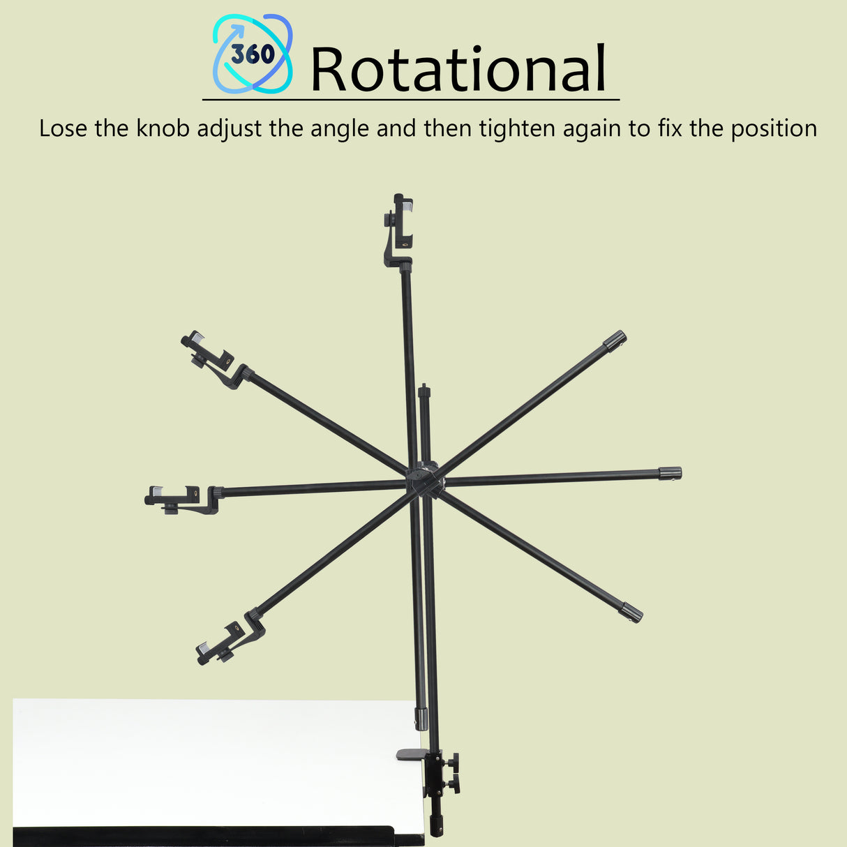 Isomars Overhead Mobile Stand for Photography & Videography, Table Holding clamp, 360°Adjustable Arm with Height Adjustment, Stand Height Adjustment top to Bottom, Overhead Photos of Products