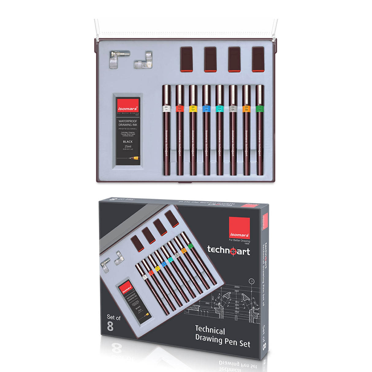 Technoart Technical Drawing Pens (Set 0f 8) - Isomars