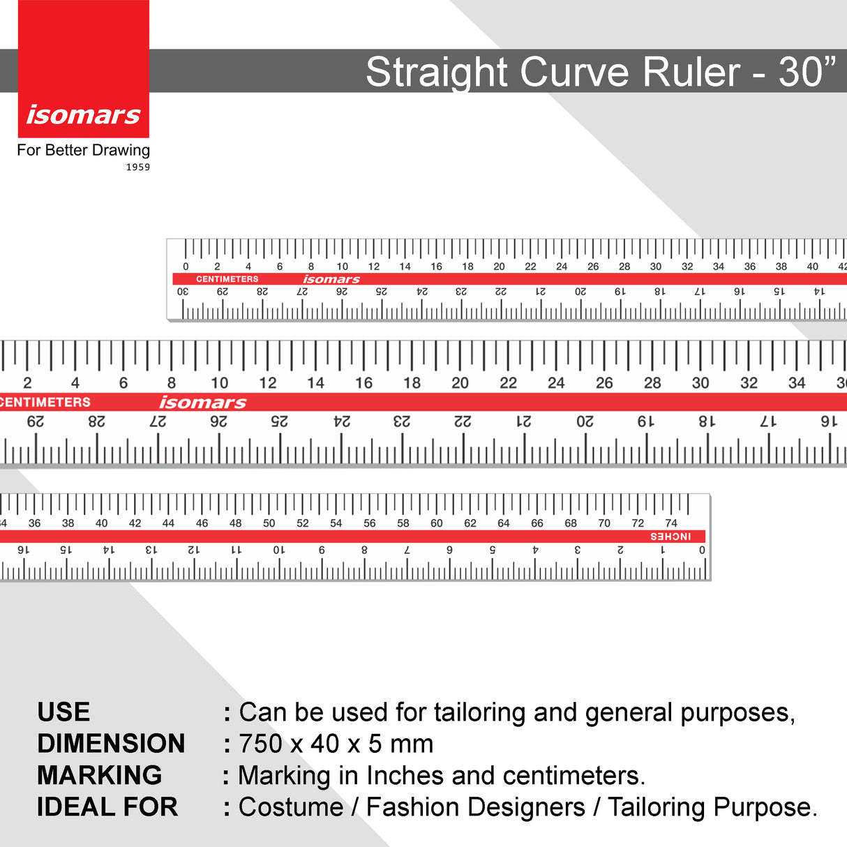 Isomars Plastic Rulers - 30"