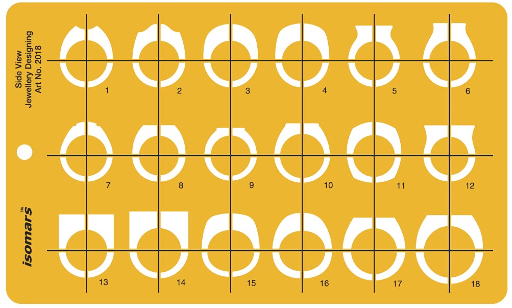 Isomars Jewelry Rings Drawing Drafting Template Stencil Combo - Set of 7