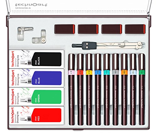 Technoart Technical Drawing Pens (Set of 9)