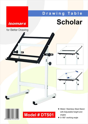 Drawing Table With White Laminated Parallel Ruler Board (25.5"x35")