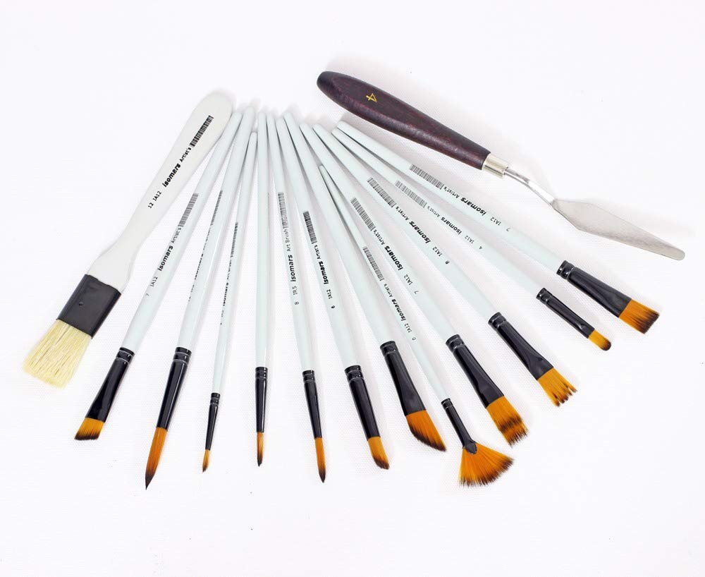 Artist Paint Brush (Set of 13) with Palette & Carry Bag - Isomars