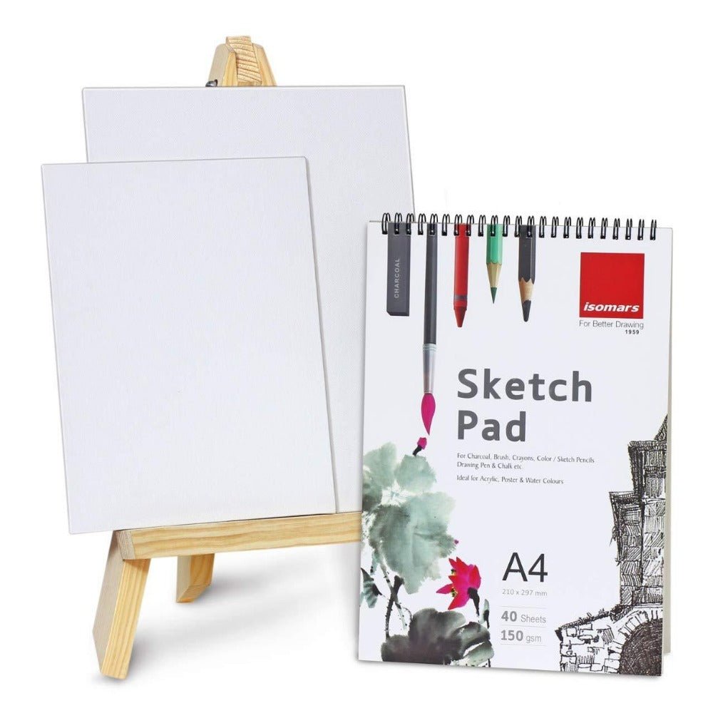 Artist Wooden Easel with Sketch Pad & Canvas Boards - Isomars