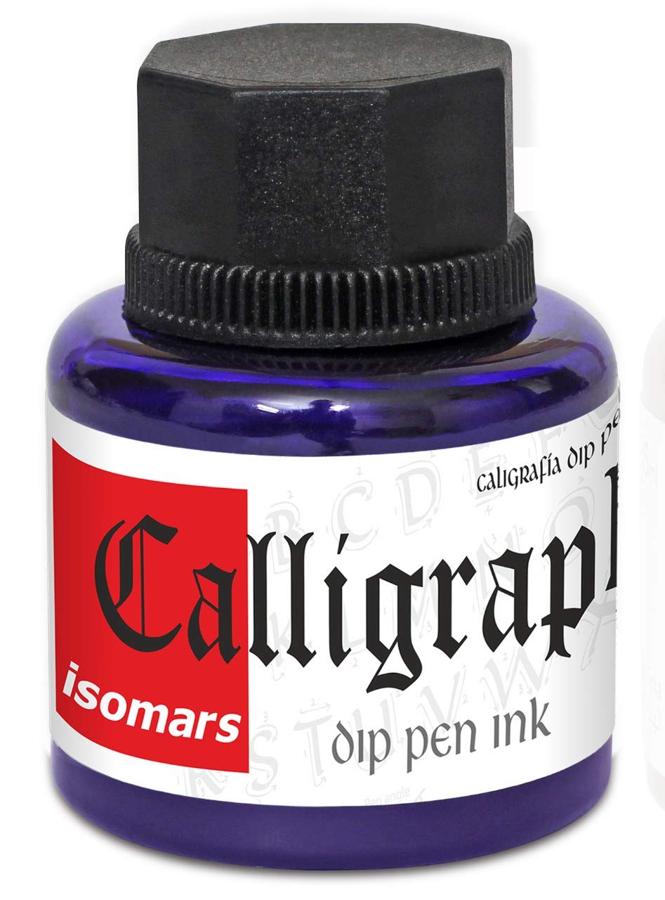 Calligraphy Dip Pen Ink (Set of 5) with Plastic Oblique Holder - Isomars