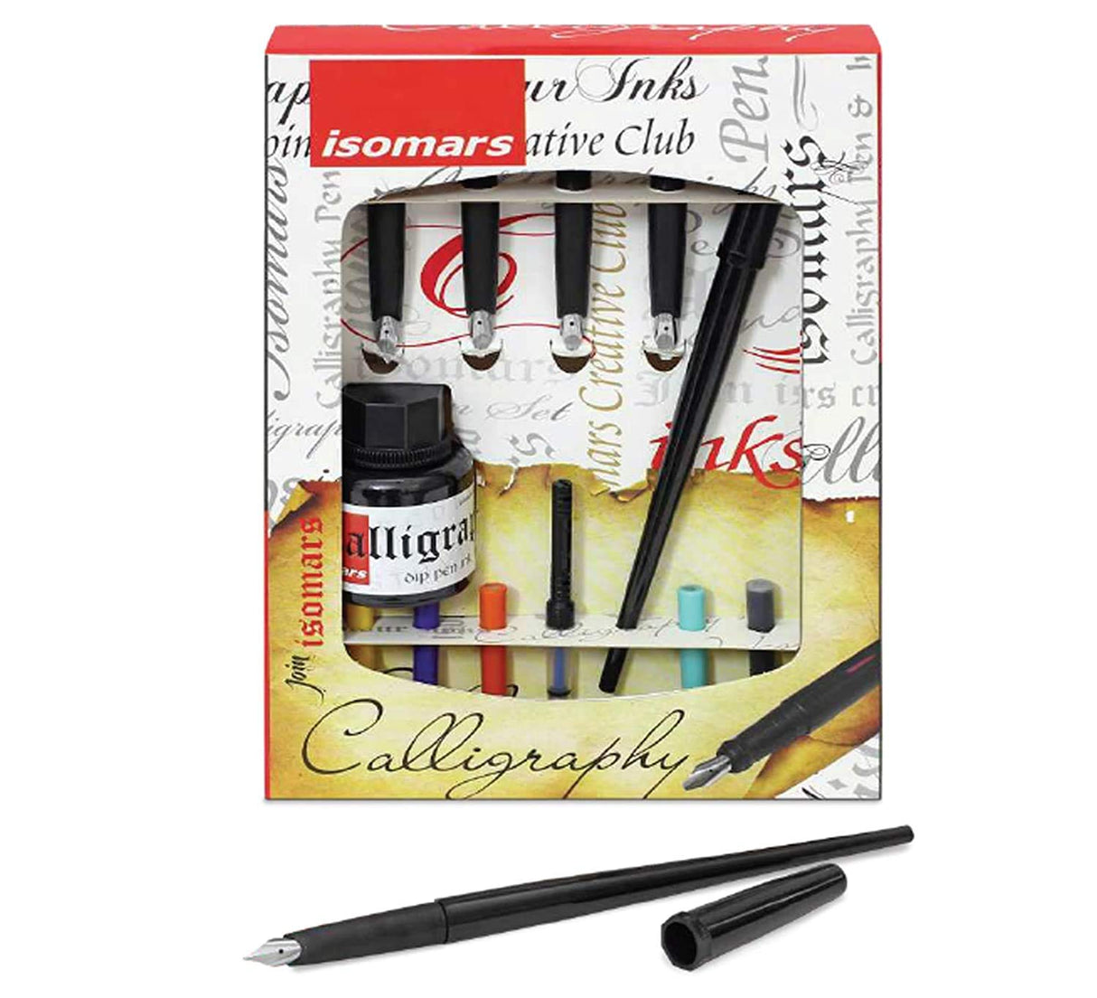 Calligraphy Pen Set: 5 Nibs, Ink Cartridges, Converter, and Ink - Isomars