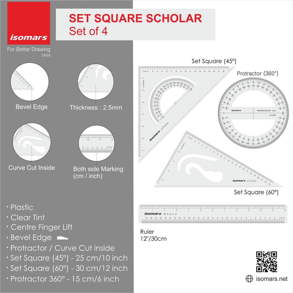 drafting tools kit with ruler and protractor