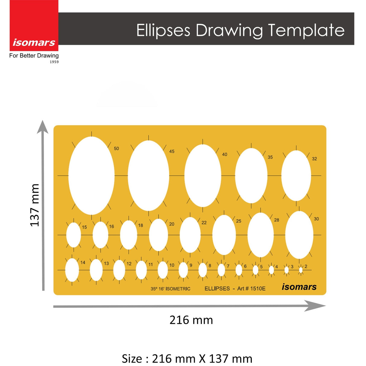 Ellipses Shape Drafting Drawing Template (1510E) - Isomars