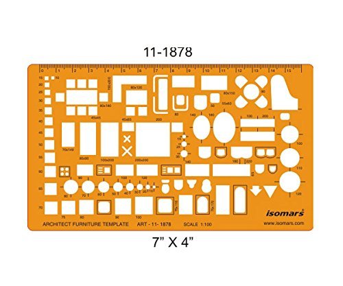 Isomars Architect Furniture Template Set of 3 | 1:100, 1:100 & 1:200 Scale Architectural Drafting Stencils for Furniture Layout, Floor Plans, House Planning, Interior Design & Technical Drawing - Isomars