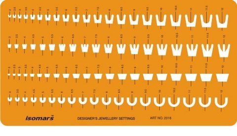Isomars Designer's Jewellery Stone Setting Drawing Stencil for Ring, Pendant & Jewelry Design | Transparent Orange Plastic Template - Isomars