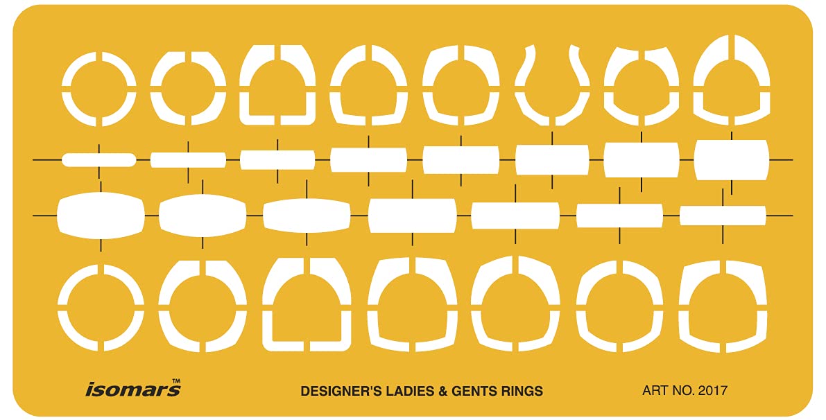 Isomars Jewelry Rings Drawing Drafting Template Stencil Combo - Set of 7 - Isomars