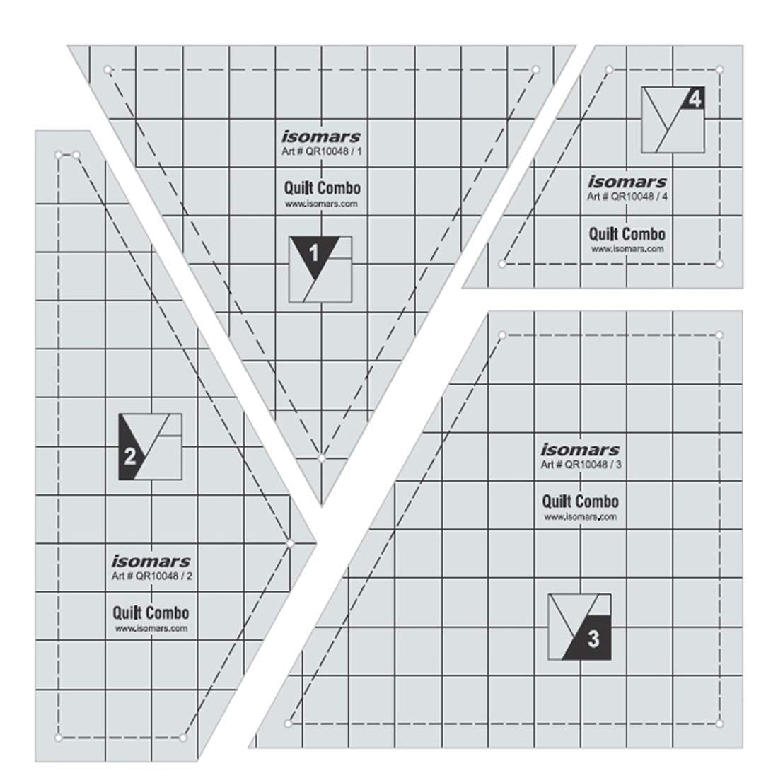 Isomars Quilt Combo Set of 4 Isomars Quilting Template for Patchwork & Sewing - Isomars
