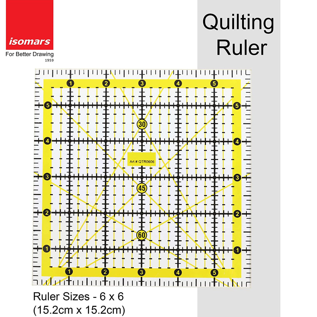 Isomars Quilting Rulers - Set Of 2 Sizes - 4.5"x4.5 And 6"x6" - Isomars