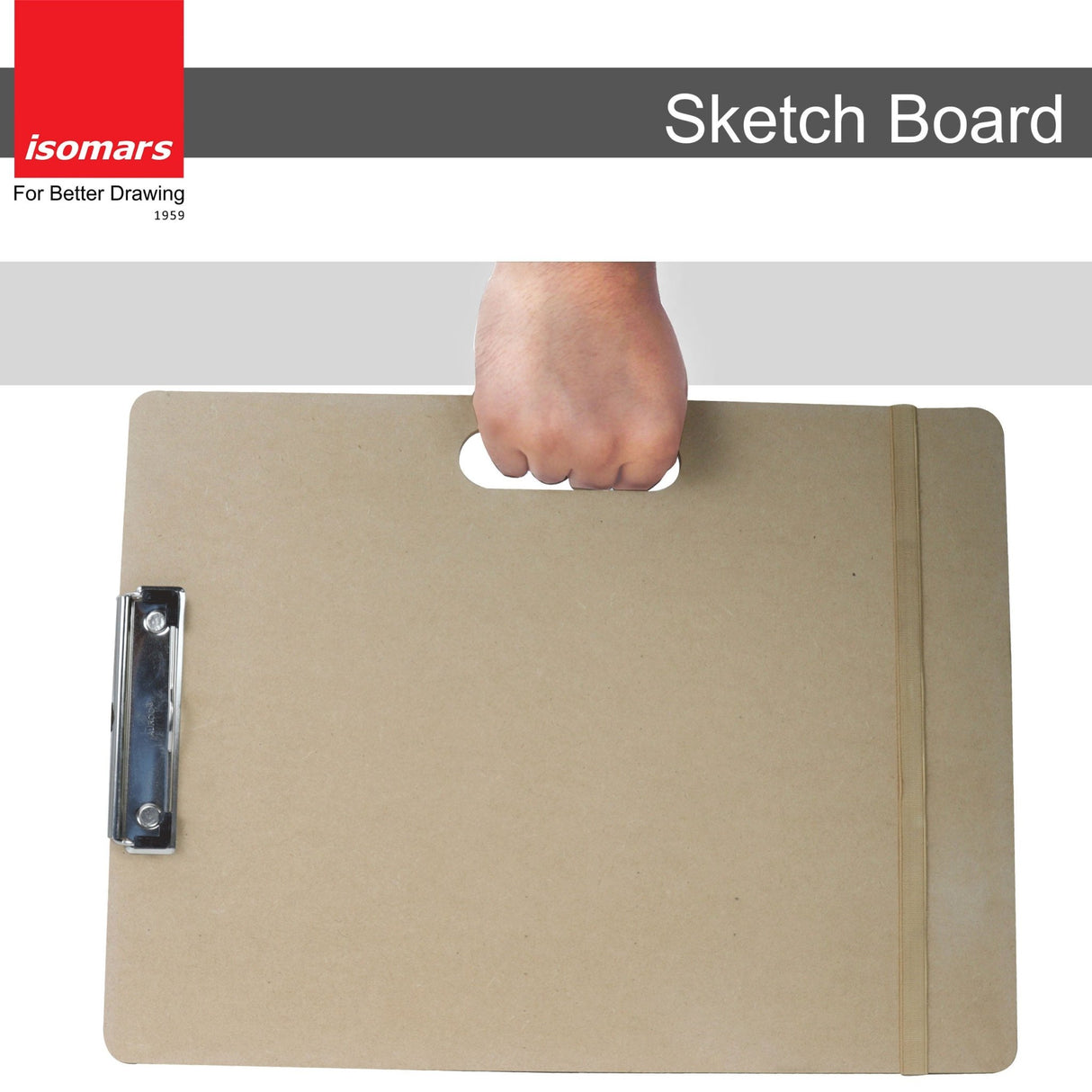 Isomars Sketch Board with Clip - 12"x16" - Isomars