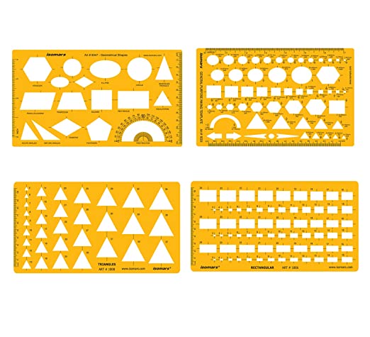 Isomars Technical Drawing Templates Set of 4 - Isomars