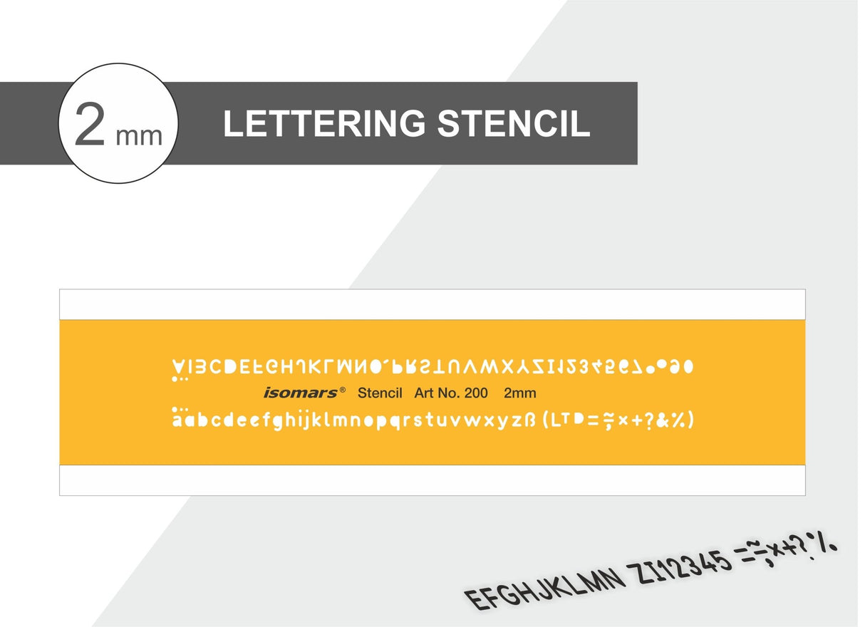 Lettering Guide Drawing template 2 mm - Isomars