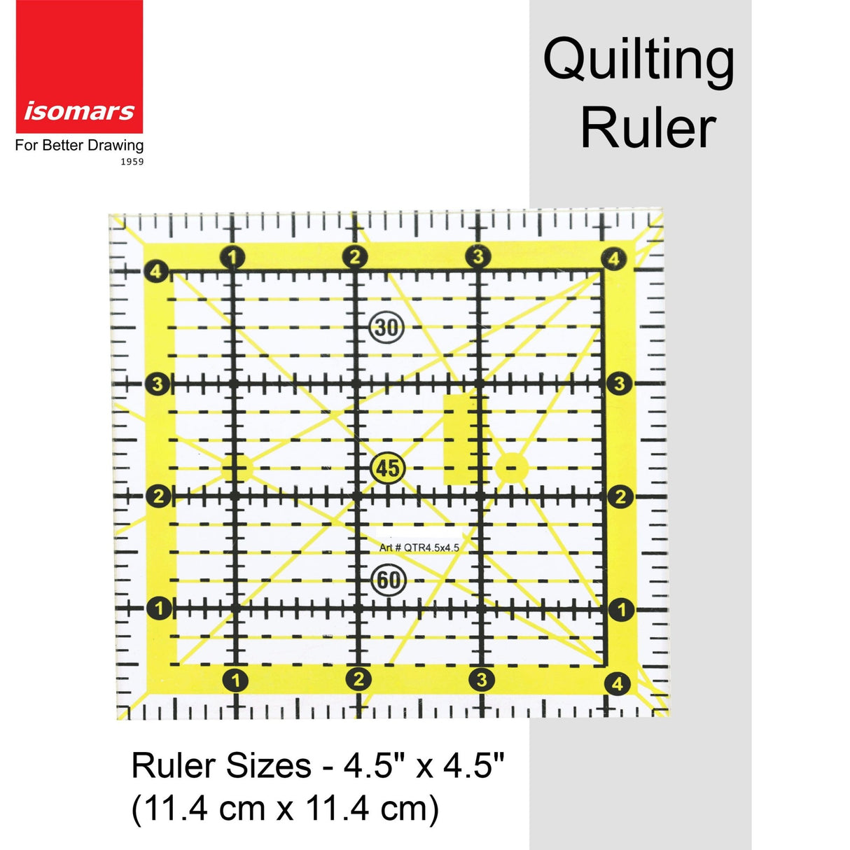Square Patchwork Quilt Ruler (4.5" x 4.5") - Isomars