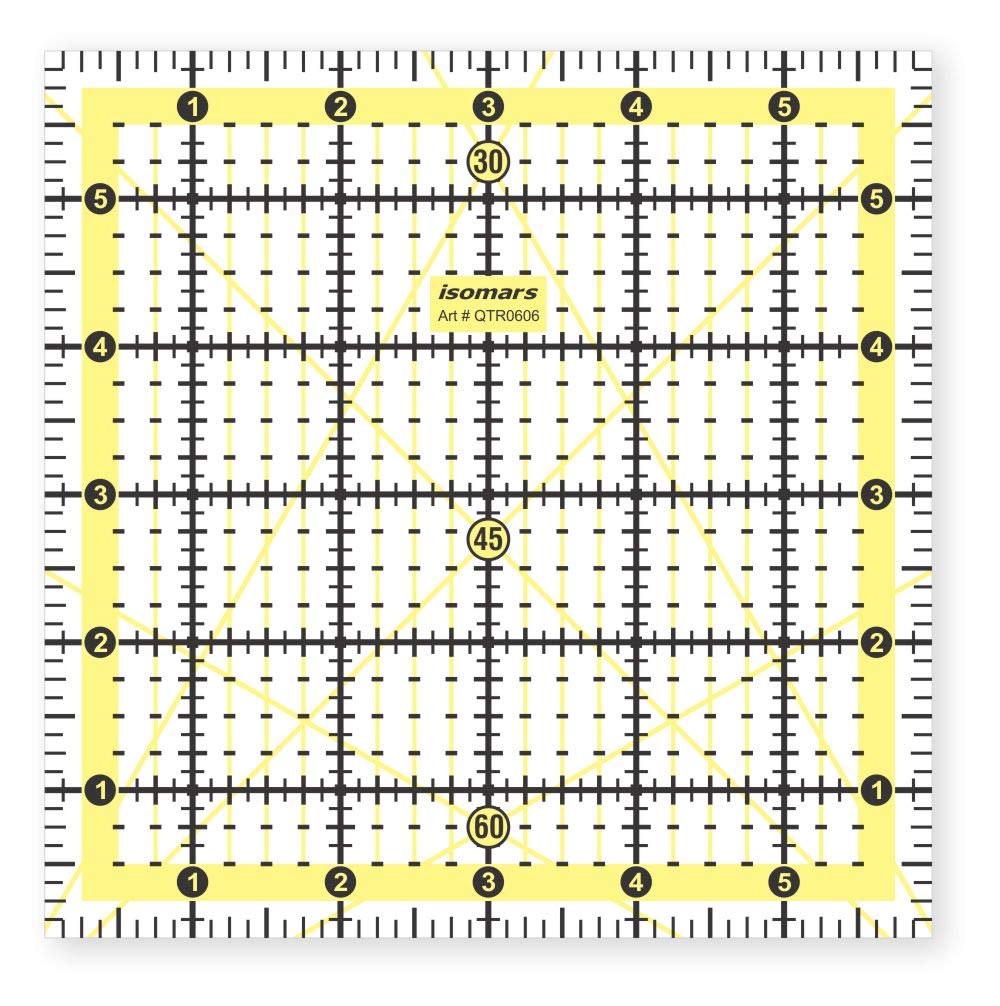 Square Quilting Ruler, Isomars Quilting Template for Patchwork & Sewing (6" x 6") - Isomars