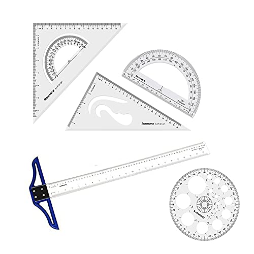 Technical Drawing Combo- Set Square, Pro Circle, T-Square, & Protractor