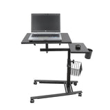 Isomars Metal 360° Rotatable Table Laptop Table Study Desk, Caster Lockable Wheels, & Height Adjustable for Breakfast Table, Work from Home & Online Classes (Black)