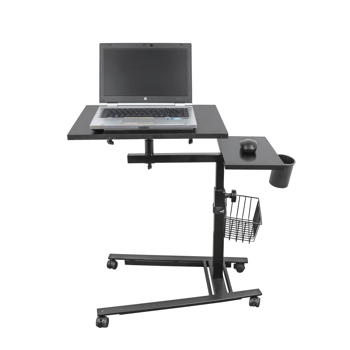 Isomars Metal 360° Rotatable Table Laptop Table Study Desk, Caster Lockable Wheels, & Height Adjustable for Breakfast Table, Work from Home & Online Classes (Black)