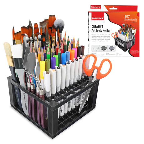 107 Compartment Desktop Art Supply Holder for Brushes Pens Pencils and Stationery