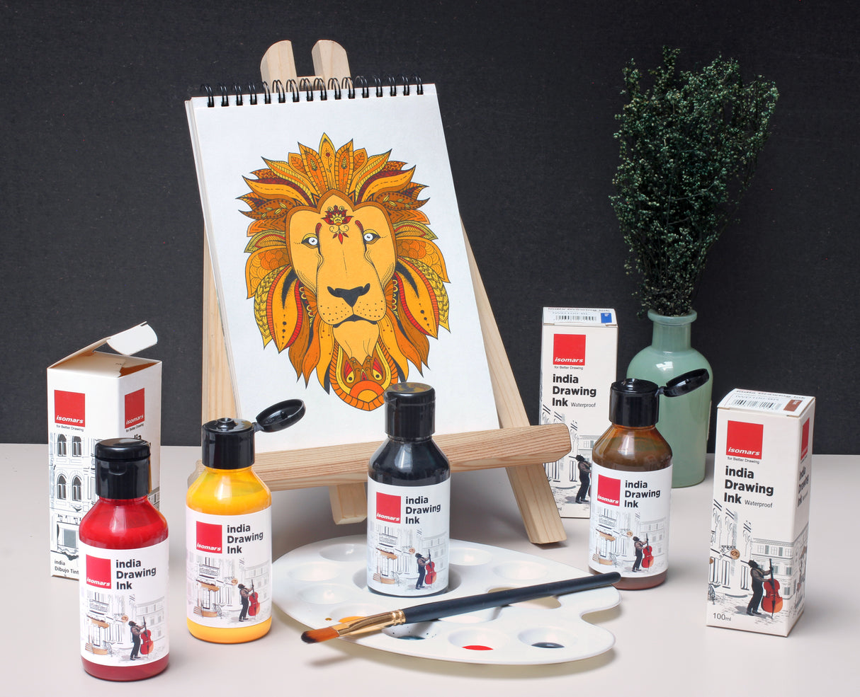 Isomars India Waterproof Drawing Ink - Blue - 100ML Bottled Ink, for Paper Board, Canvas,Fabric and Wood Ideal for Designers, Airbrush Artists, Illustrators, Fine Artists and Craft and Hobbyists.