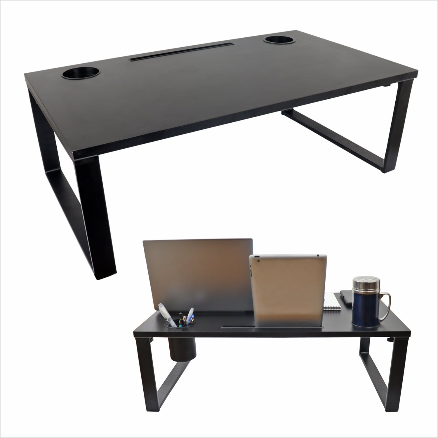 Isomars Bed Desk/Floor Desk Laptop Study Table for Work from Home, Online Classes, Card Games and Kid's Activities (Black - Extra Large) (Copy)