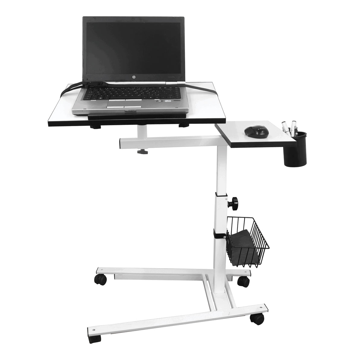 Isomars Metal 360° Rotatable Table Laptop Table Study Desk, Caster Lockable Wheels, & Height Adjustable for Breakfast Table, Work from Home & Online Classes