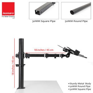 Isomars Laptop Mount Stand - Adjustable Height & Angles. Suitable for Laptop Size from 12 inches to 17 inches (30cm to 43cm).