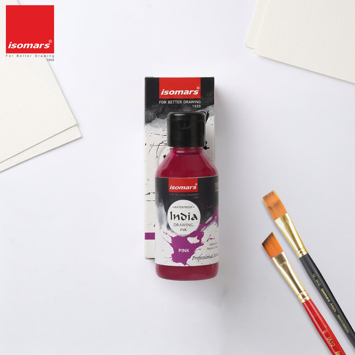 India Waterproof Drawing Ink Pink 100ml | Permanent Lightfast Artist Ink for Calligraphy, Airbrush, Illustration & Fabric Painting