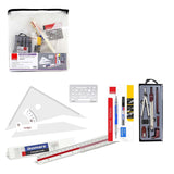 Isomars Student Drafting Kit – 5-Piece Engineering Drawing Set with Compass, Scale, Set Squares, Protractor & Protective Carry Pouch – Ideal for Architecture & Engineering Students - Model F