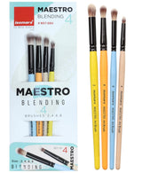 Isomars Maestro Blending Brush Set of 4 - Professional Round Artist Brushes for Soft Blending, Shading and Transitions - Colorful Wooden Handles - Sizes 2, 4, 6, 8