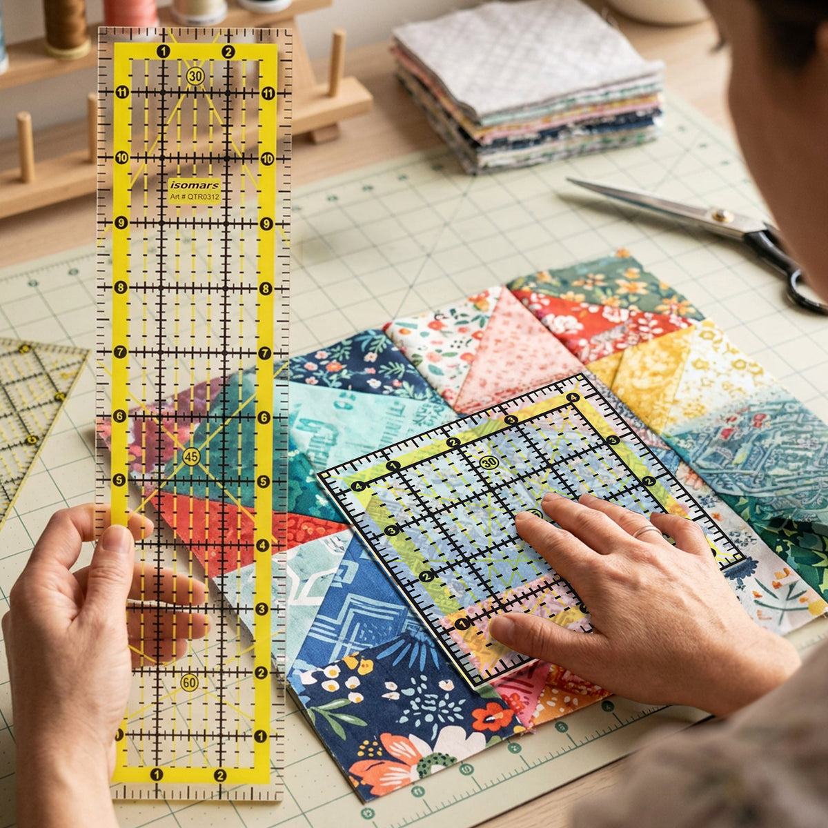 Isomars Quilting Ruler Set of 2 | 3" x 12" & 4.5" x 4.5"