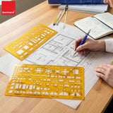 Isomars Designing Templates Combo Set of 8 | Engineering, Architecture & Interior Design Drafting Stencil Kit with General Purpose Template, Furniture, Electrical & Geometric Templates for Drawing & Drafting