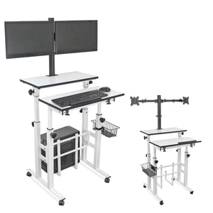 Isomars Desktop Table with dual Monitor Mount - Adjustable Height & Angles, Computer Workstation Useful for Gadgets Like Desktop, Laptop- Made in India (white).