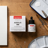Isomars Acrylic Ink White 35ml with Dropper for Art & Drawing