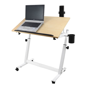 Isomars Multipurpose Laptop Table Study Desk Drawing Table, Caster Lockable Wheels, Adjustable Height and Angle for Work from Home, Office, Bedroom